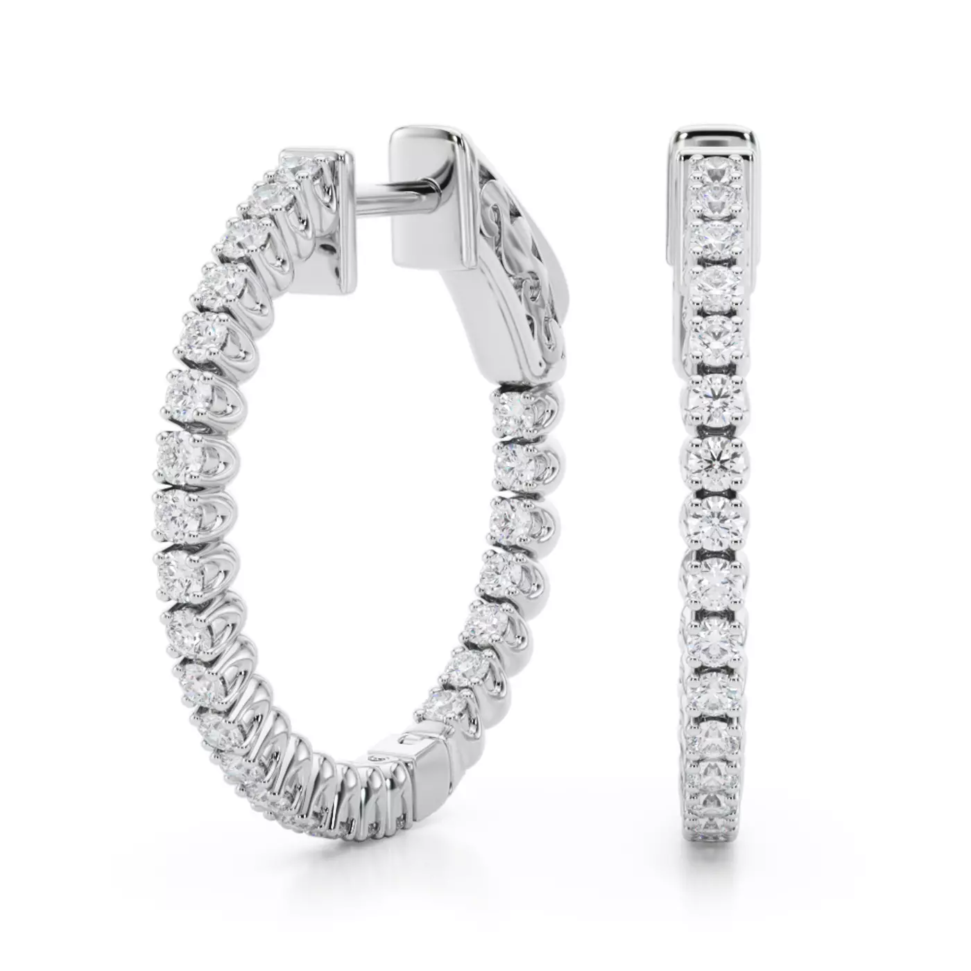Inside-Out Pavé Hoop 14K White Gold Engagement Ring