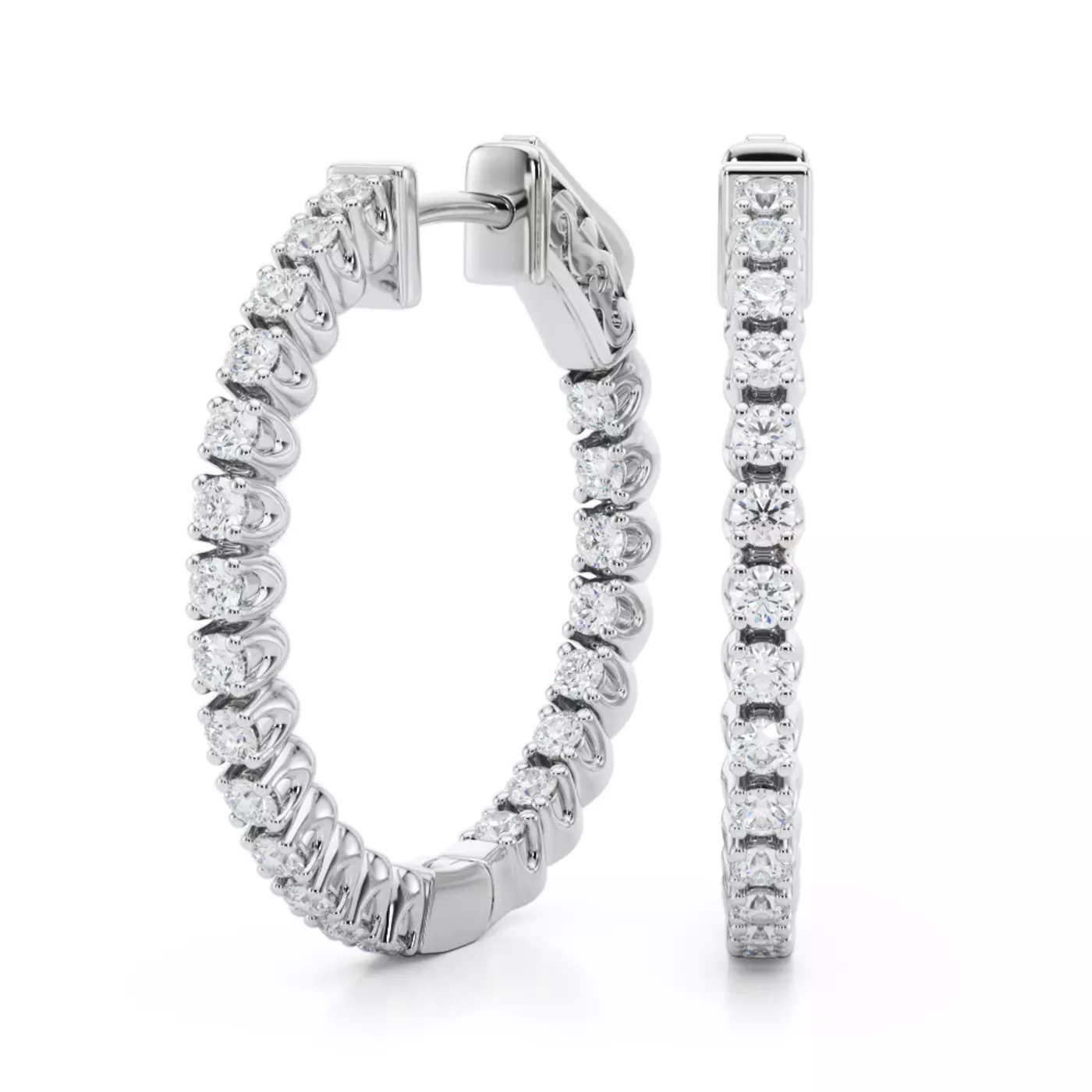 U-Prong Inside-Out Hoop 14K White Gold Engagement Ring