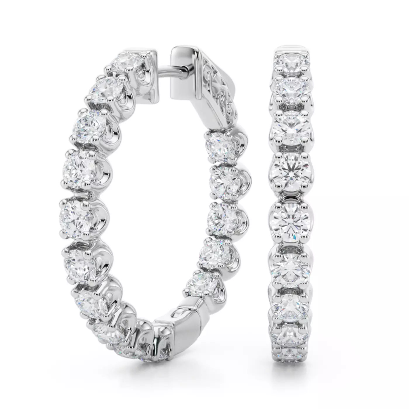 U-Prong Inside-Out Hoop 14K White Gold Engagement Ring