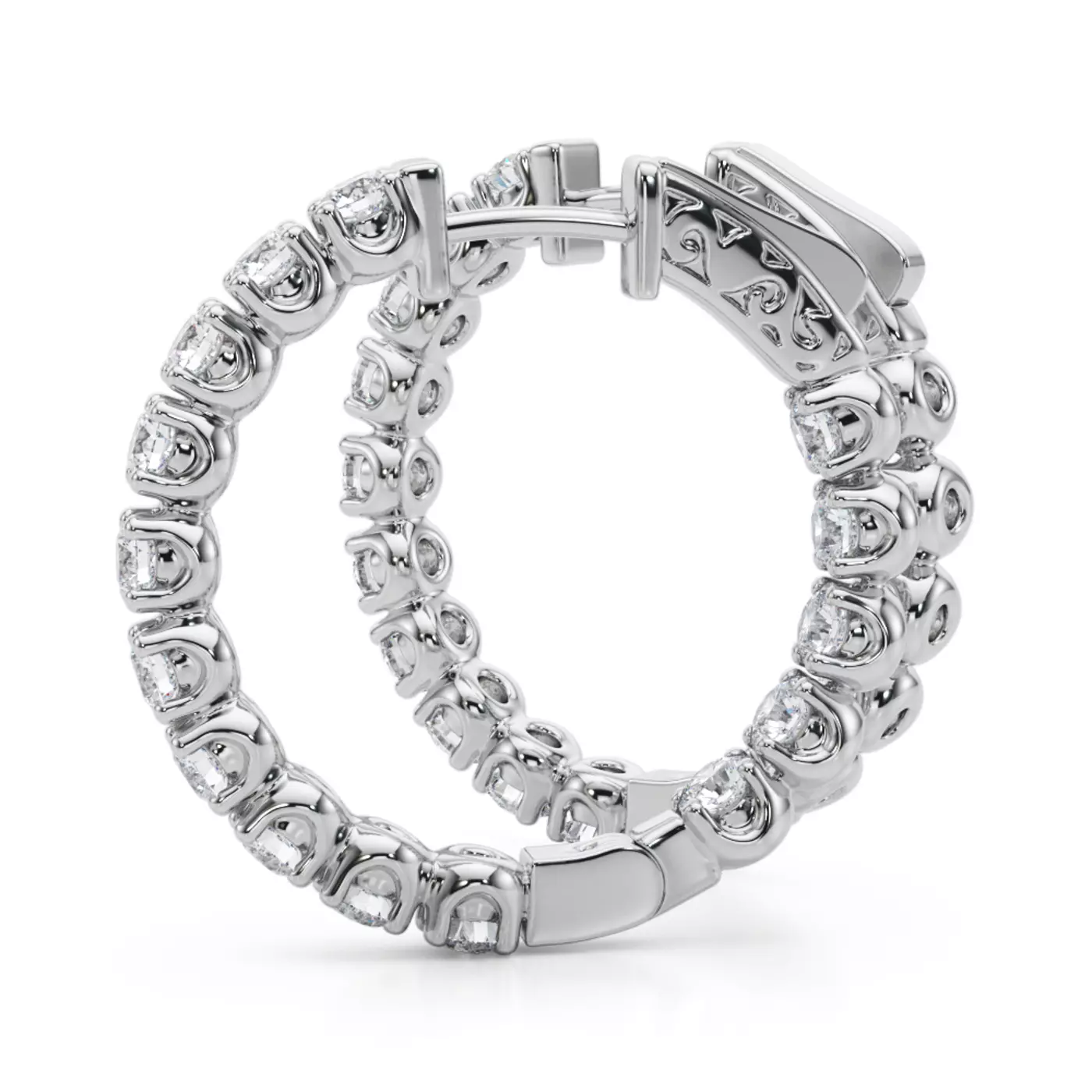 U-Prong Inside-Out Hoop 14K White Gold Engagement Ring