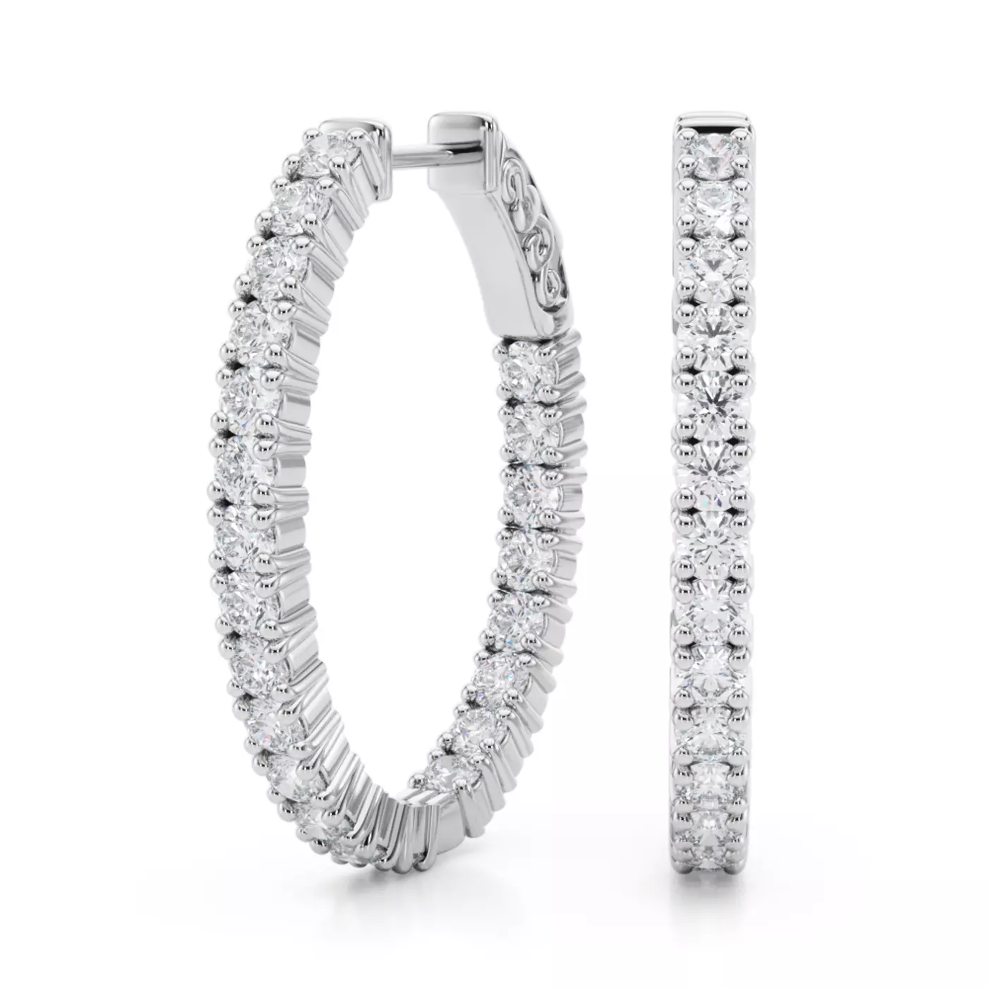 Classic Eternal Oval Hoop 14K White Gold Engagement Ring