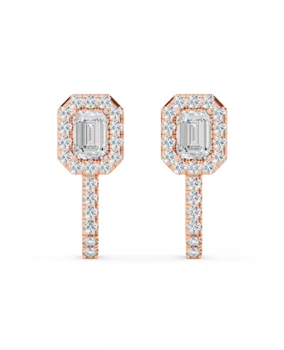 Elevated Emerald Halo Lab Diamond Hoop Earrings (3.20 ct. tw.)