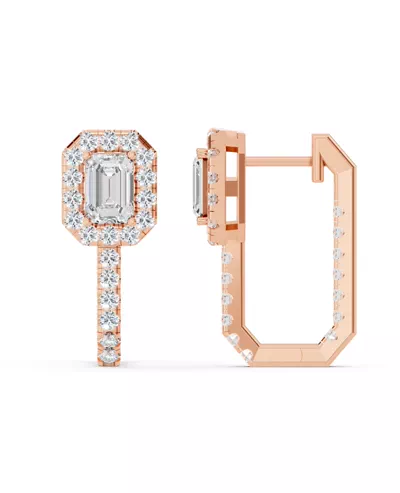 Elevated Emerald Halo Lab Diamond Hoop Earrings (3.20 ct. tw.)