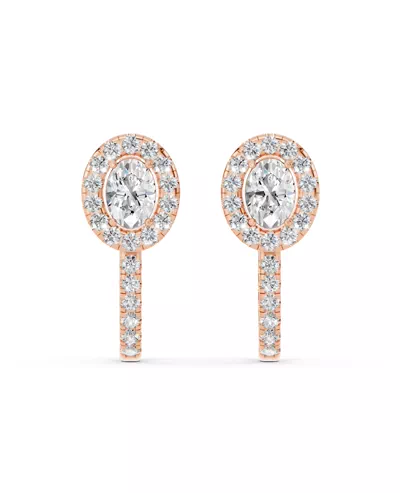 Elevated Oval Halo Lab Diamond Hoop Earrings (2.75 ct. tw.)