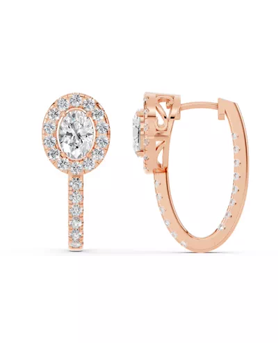 Elevated Oval Halo Lab Diamond Hoop Earrings (2.75 ct. tw.)