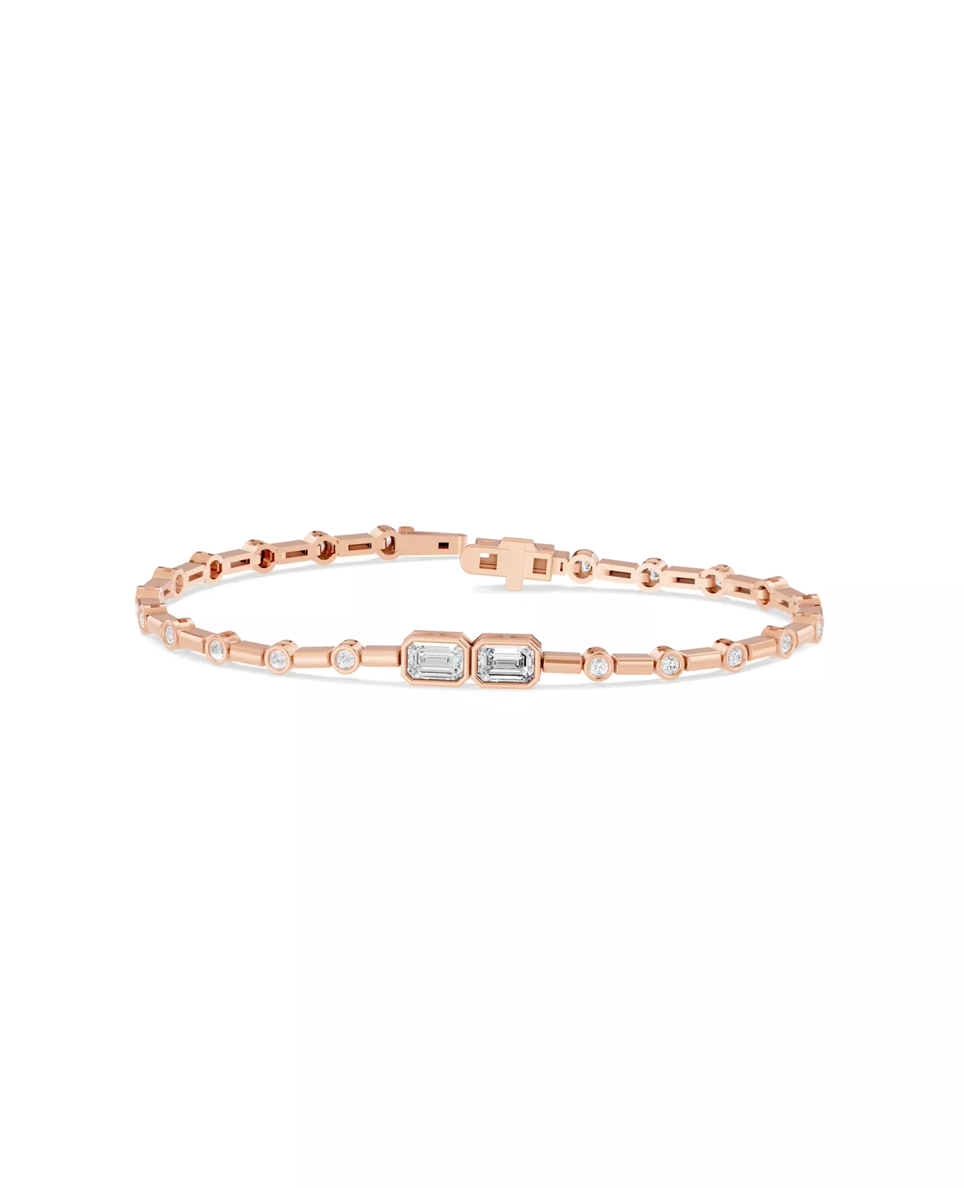 Bezel Emerald-Cut Duo Lab Diamond Bracelet