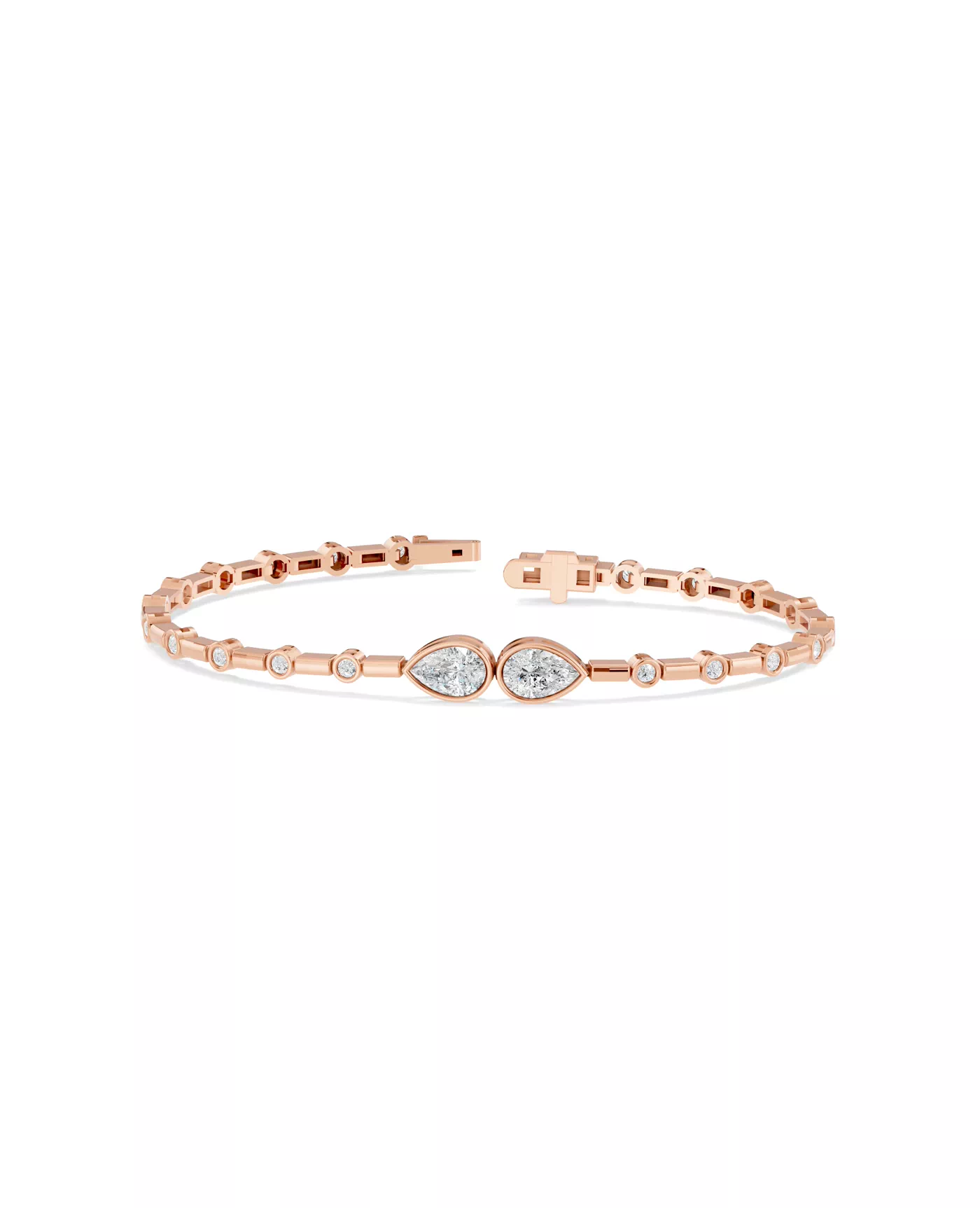Diamond Station Bracelet 14K Rose Gold Engagement Ring