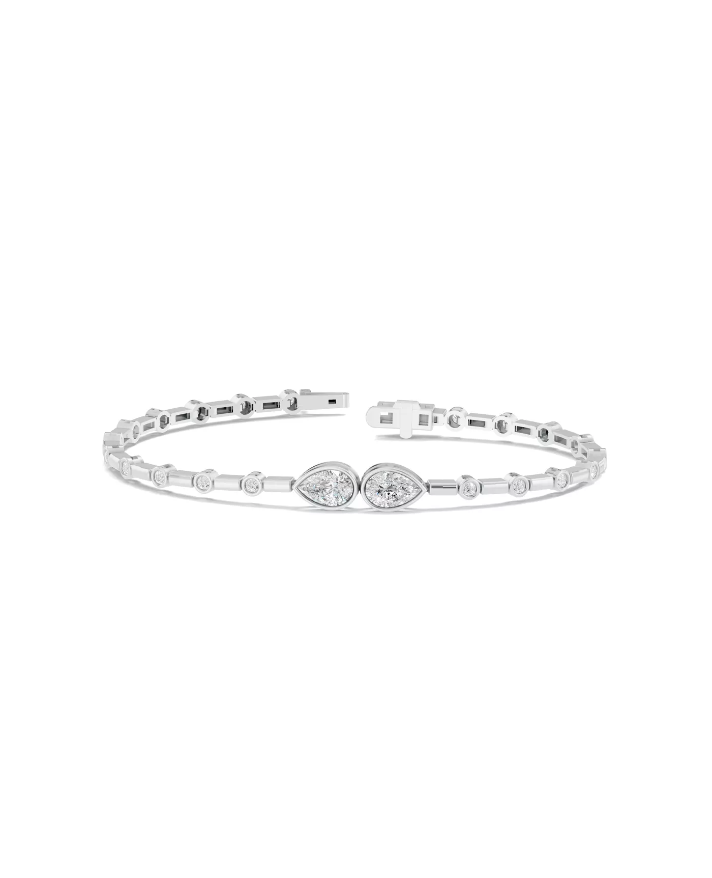 Diamond Station Bracelet 14K White Gold Engagement Ring