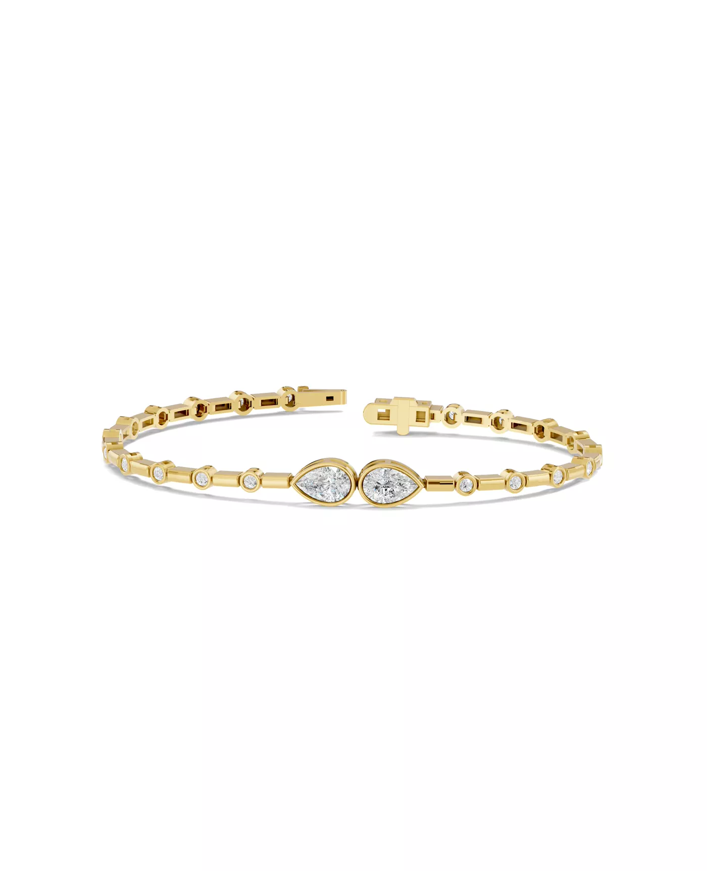 Diamond Station Bracelet 14K Yellow Gold Engagement Ring