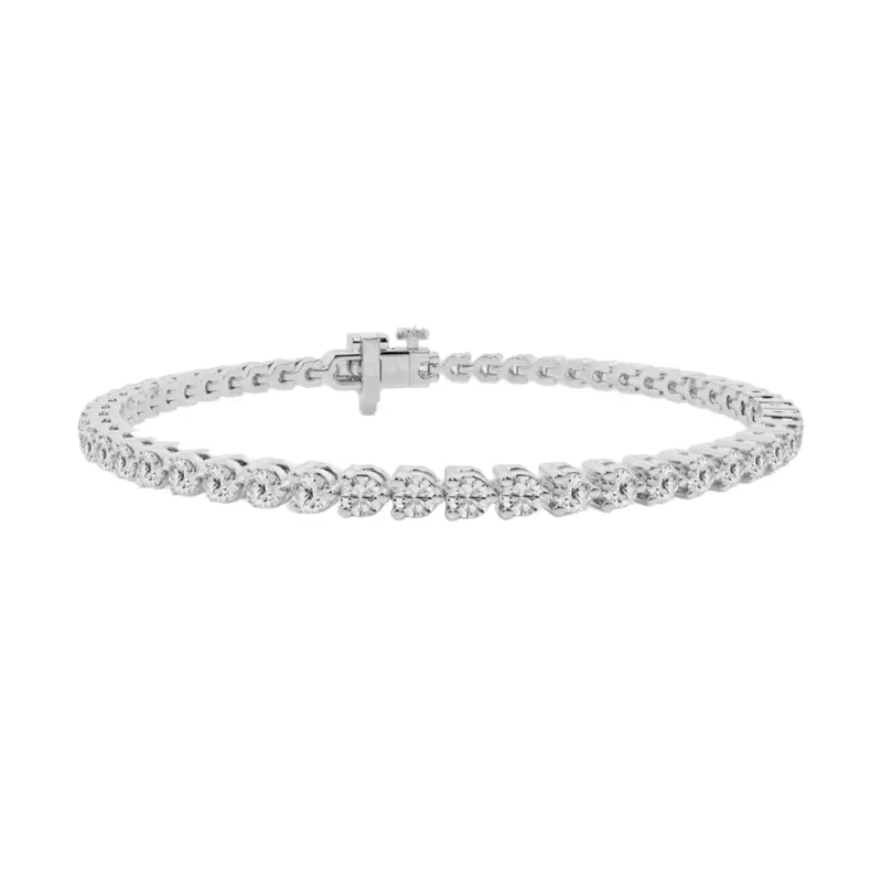 14K White Gold Three-Prong Diamond Tennis Bracelet (3 ct tw)