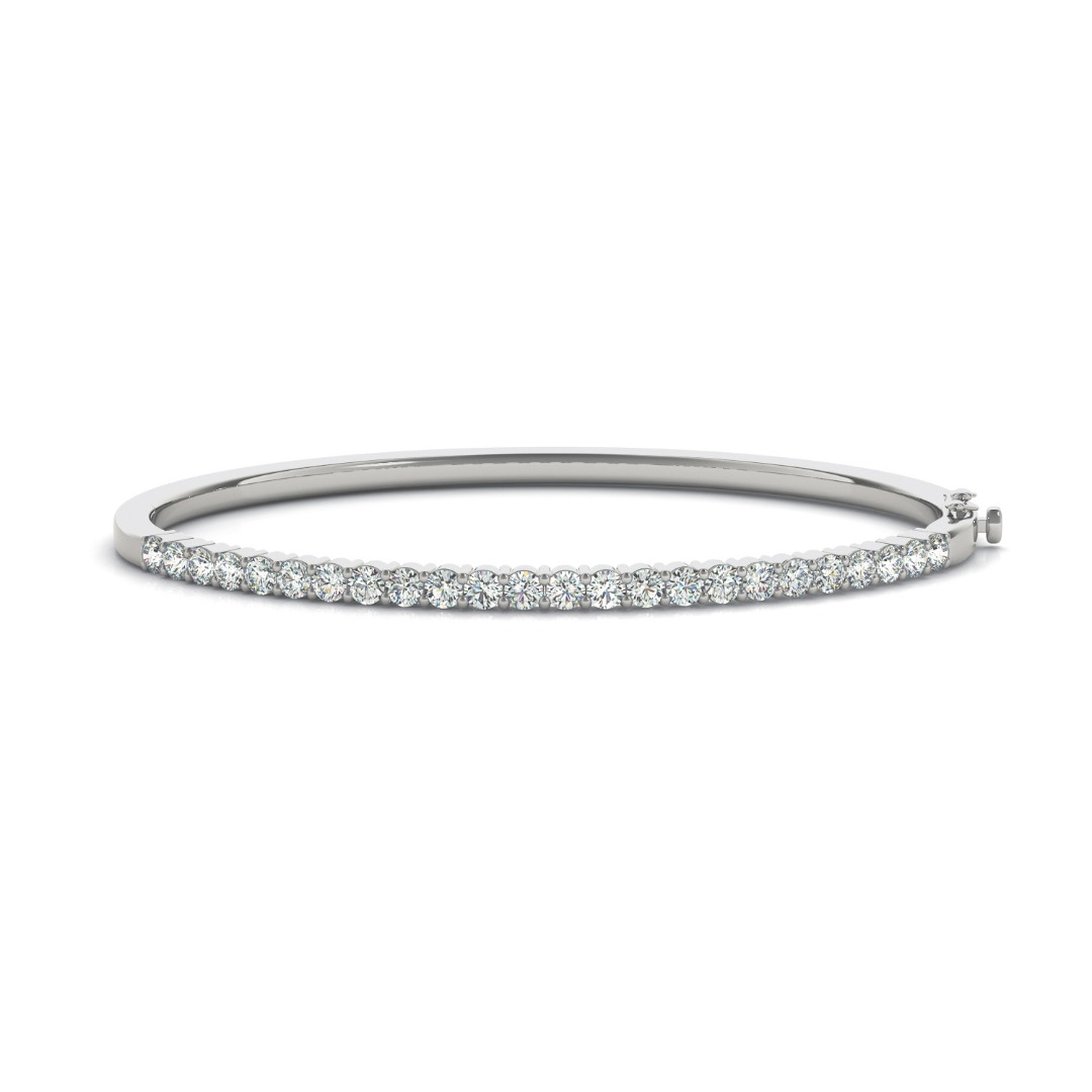 Hinged Diamond Bangle-14K White Gold