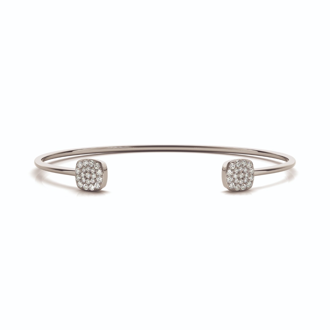 Cluster Pav? Diamond Open Cuff Bracelet-14K White Gold
