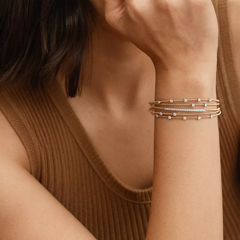 14K White Gold Five-Row Lab Diamond Flex Cuff Bracelet