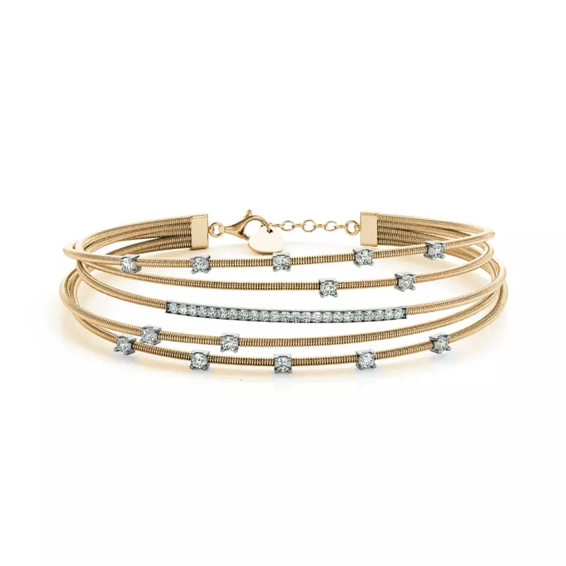 14K Yellow Gold Five-Row Lab Diamond Flex Cuff Bracelet
