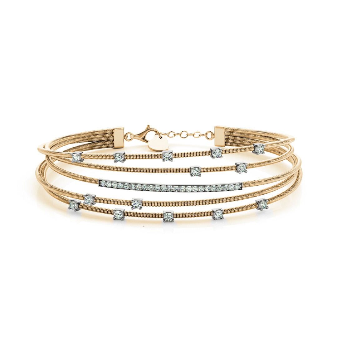 Five-Row Lab Diamond Flex Cuff Bracelet-14K Yellow Gold