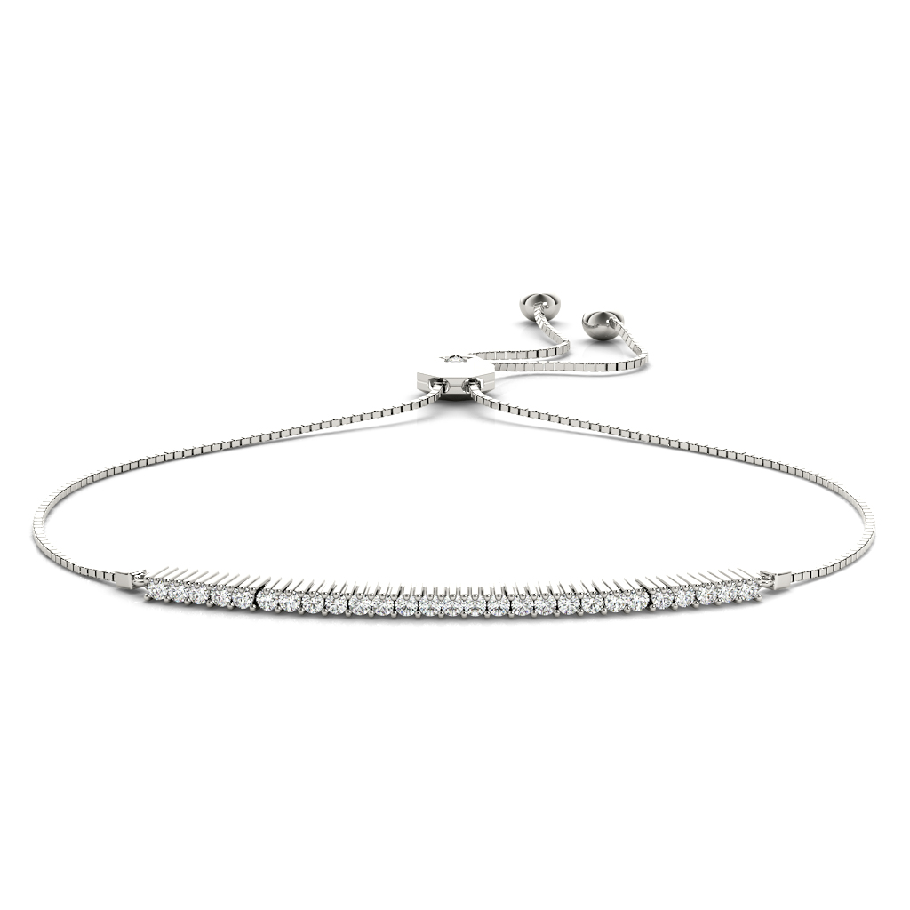 Lab Diamond Bar Bolo Bracelet-14K White Gold