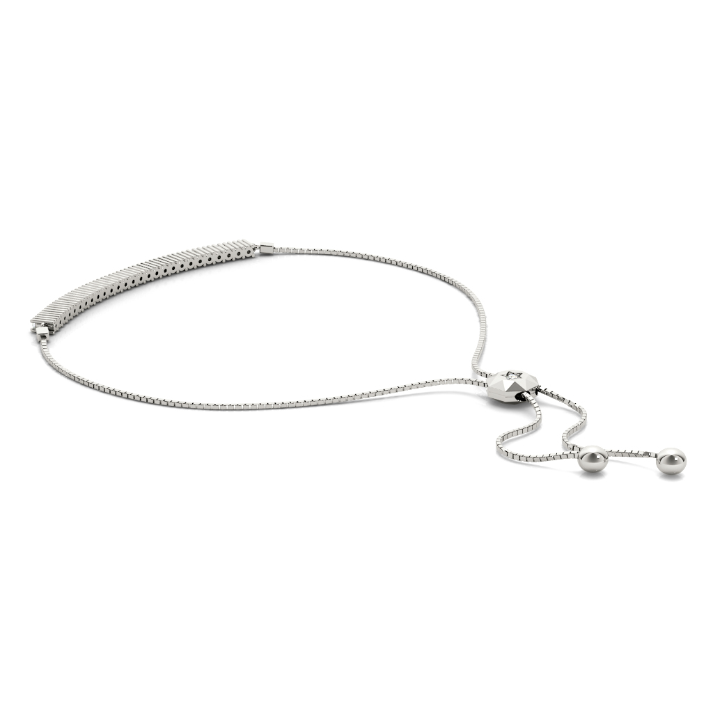 Diamond Bar Bolo Bracelet-14K White Gold