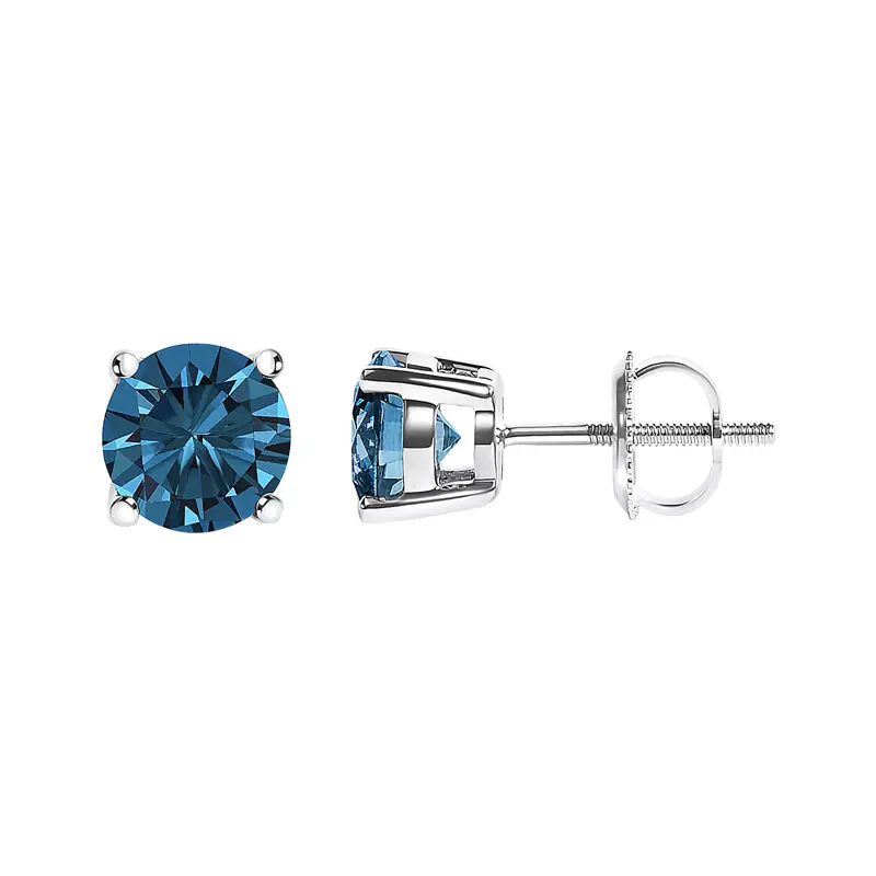 14K White Gold Blue Lab Diamond Stud Earrings (2 ct. tw.)
