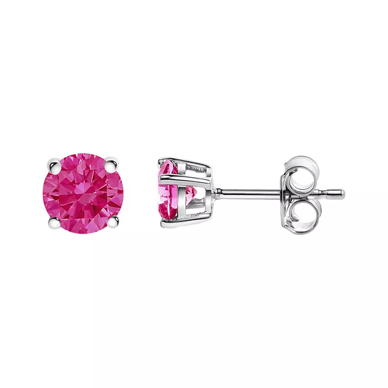 14K White Gold Pink Lab Diamond Stud Earrings (1/2 ct. tw.)