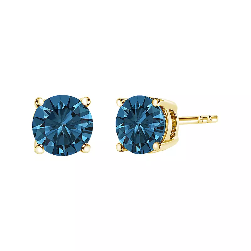 14K Yellow Gold Blue Lab Diamond Stud Earrings (1/2 ct. tw.)