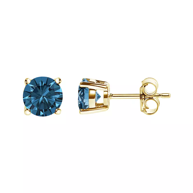 14K Yellow Gold Blue Lab Diamond Stud Earrings (1/2 ct. tw.)
