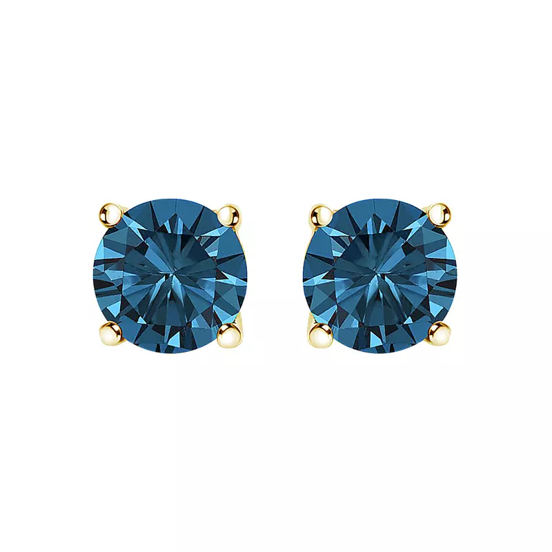 14K Yellow Gold Blue Lab Diamond Stud Earrings (1/2 ct. tw.)