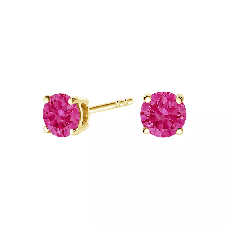 14K Yellow Gold Pink Lab Diamond Stud Earrings (1/2 ct. tw.)