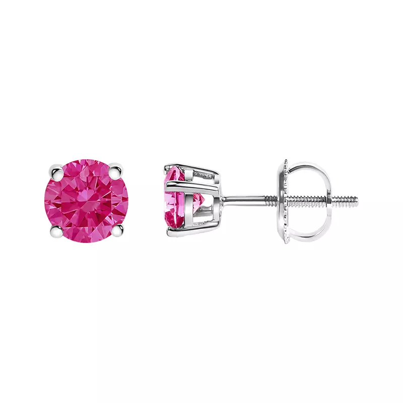 14K White Gold Pink Lab Diamond Stud Earrings (1 ct. tw.)