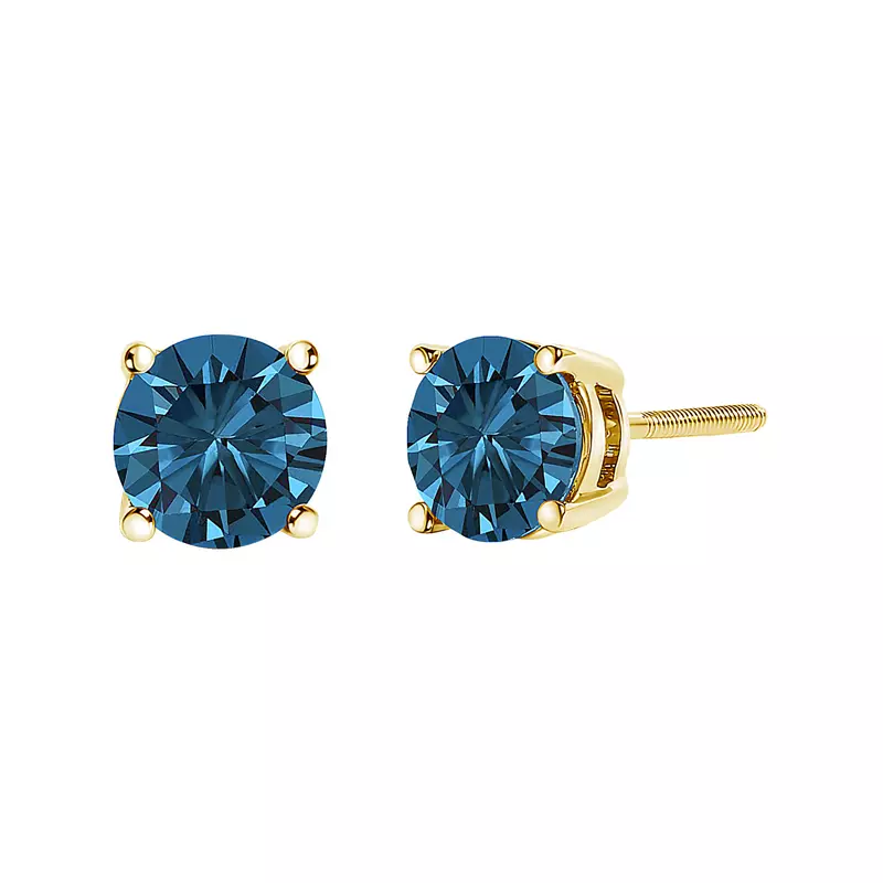 14K Yellow Gold Blue Lab Diamond Stud Earrings (1 ct. tw.)
