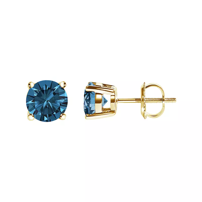 14K Yellow Gold Blue Lab Diamond Stud Earrings (1 ct. tw.)