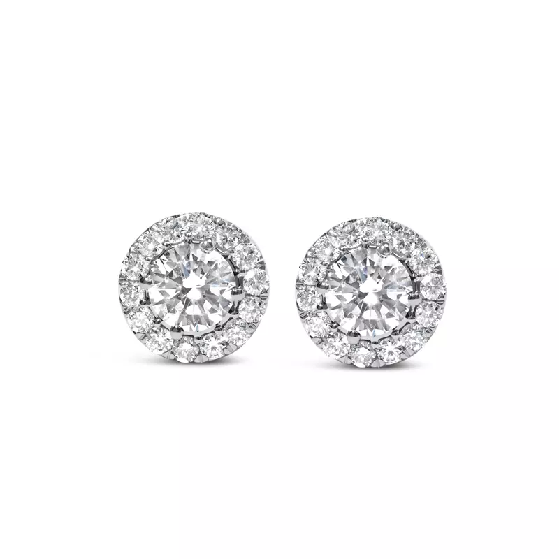 14K White Gold Halo Lab Diamond Stud Earrings (3ct. tw.)