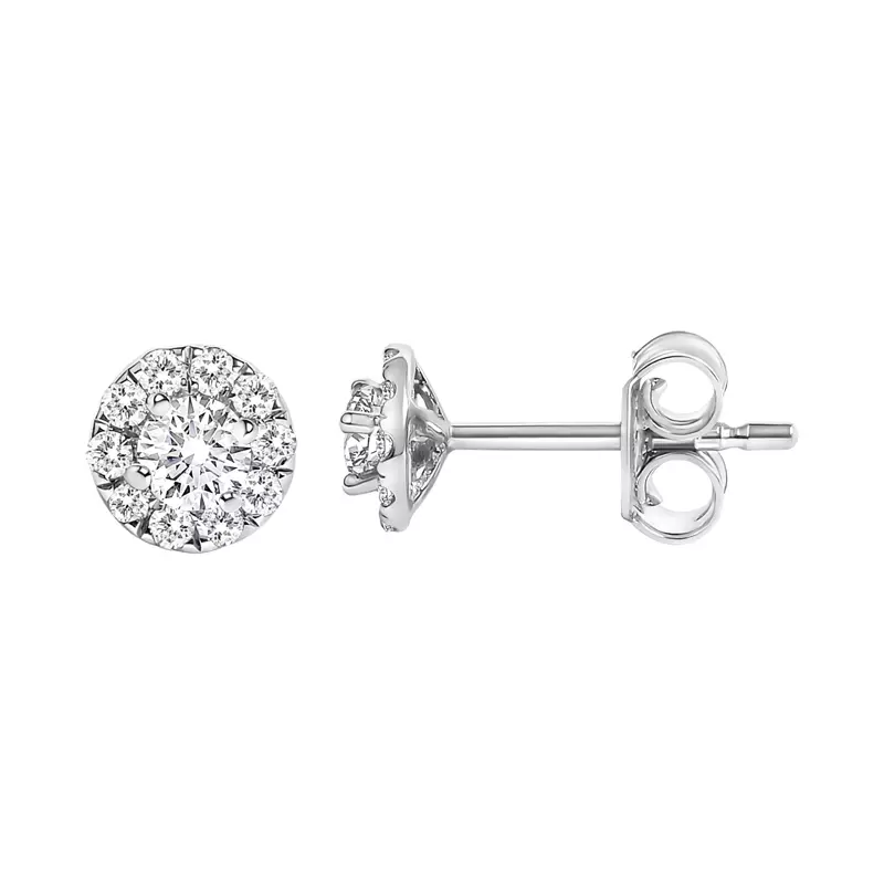 14K White Gold Halo Lab Diamond Stud Earrings (1/3 ct. tw.)
