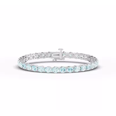 Oval Aquamarine Tennis Bracelet