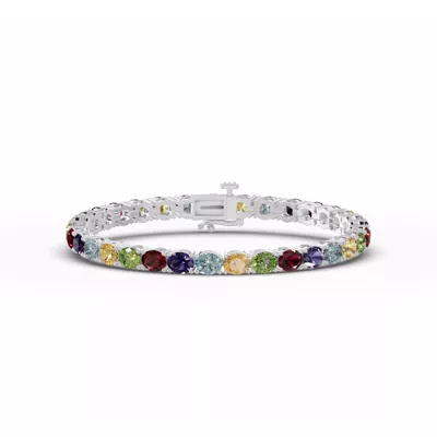 Oval Multicolor Gemstone Tennis Bracelet