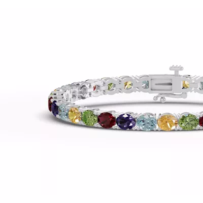 Oval Multicolor Gemstone Tennis Bracelet