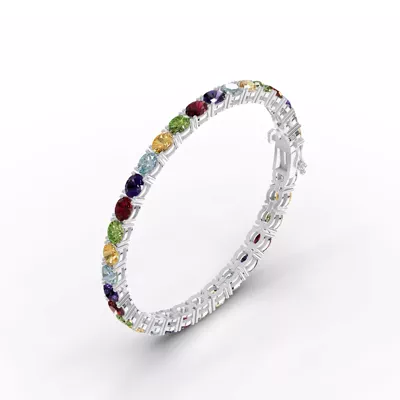 Oval Multicolor Gemstone Tennis Bracelet