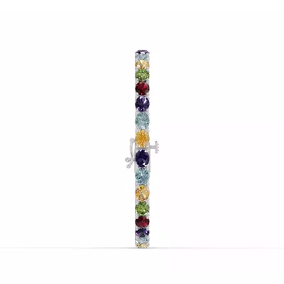 Oval Multicolor Gemstone Tennis Bracelet