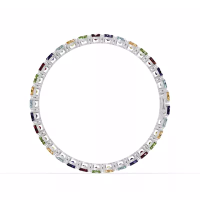 Oval Multicolor Gemstone Tennis Bracelet