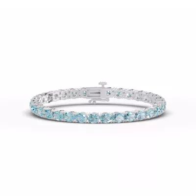 Oval Sky Blue Topaz Tennis Bracelet