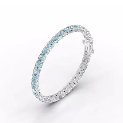 Oval Sky Blue Topaz Tennis Bracelet