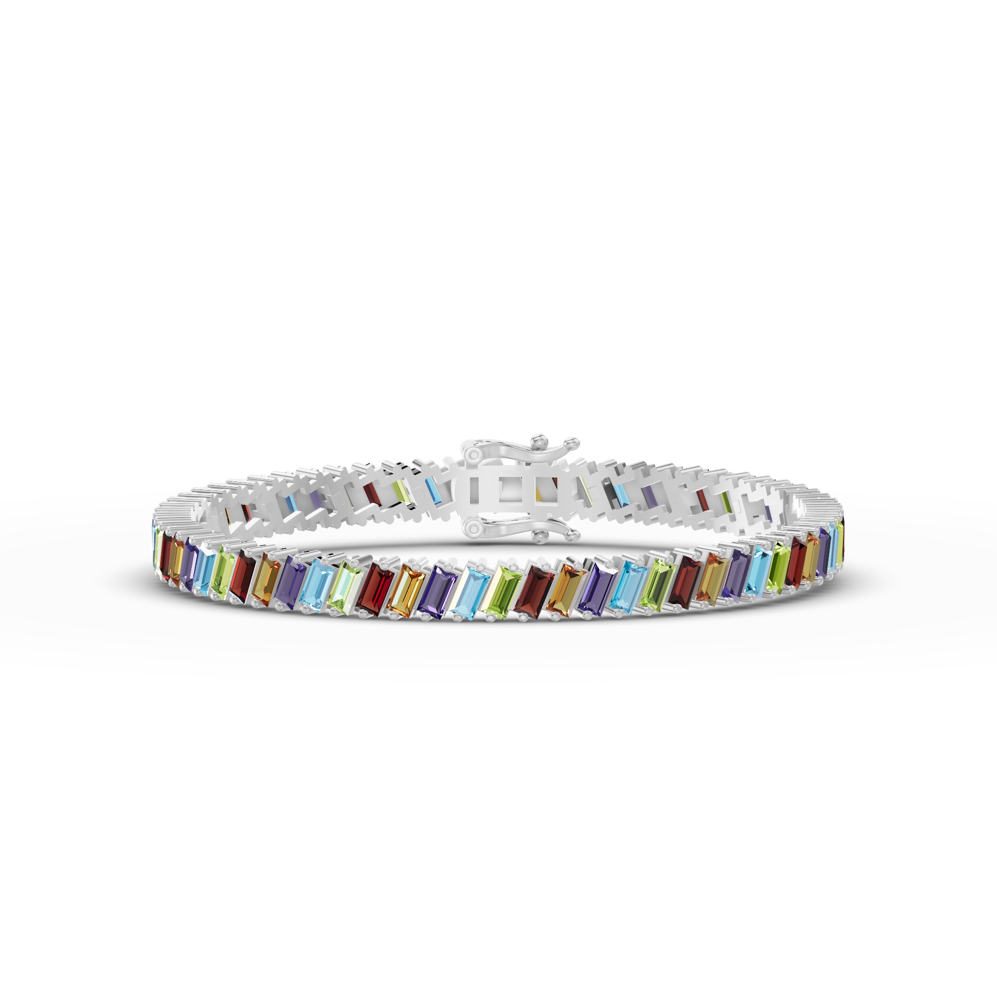 Multicolor Baguette Tennis Bracelet