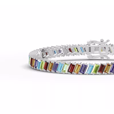 Multicolor Baguette Tennis Bracelet