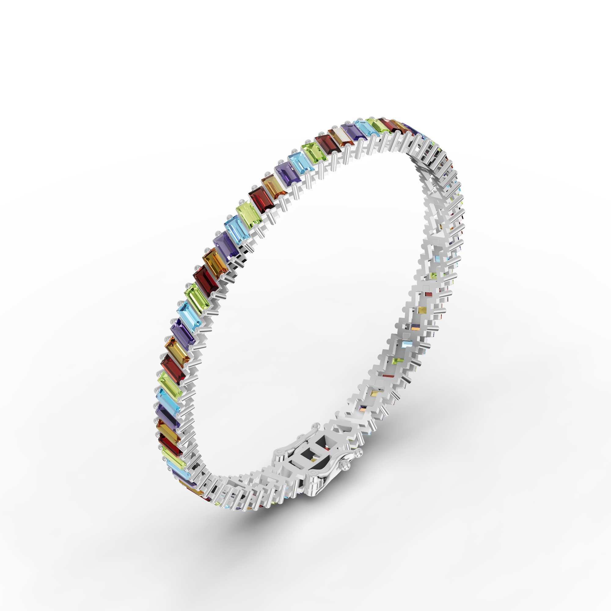 Multicolor Baguette Tennis Bracelet