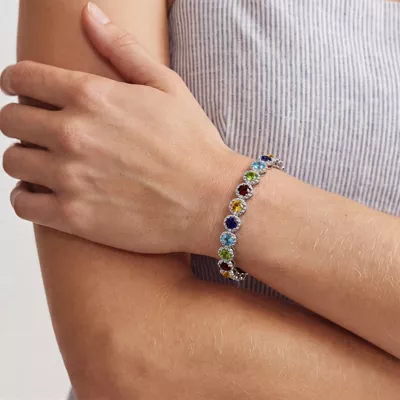 Rainbow Gemstone Beaded Bracelet