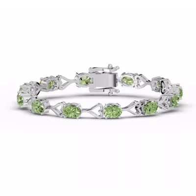 Oval Peridot Heart Link Bracelet