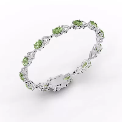 Oval Peridot Heart Link Bracelet