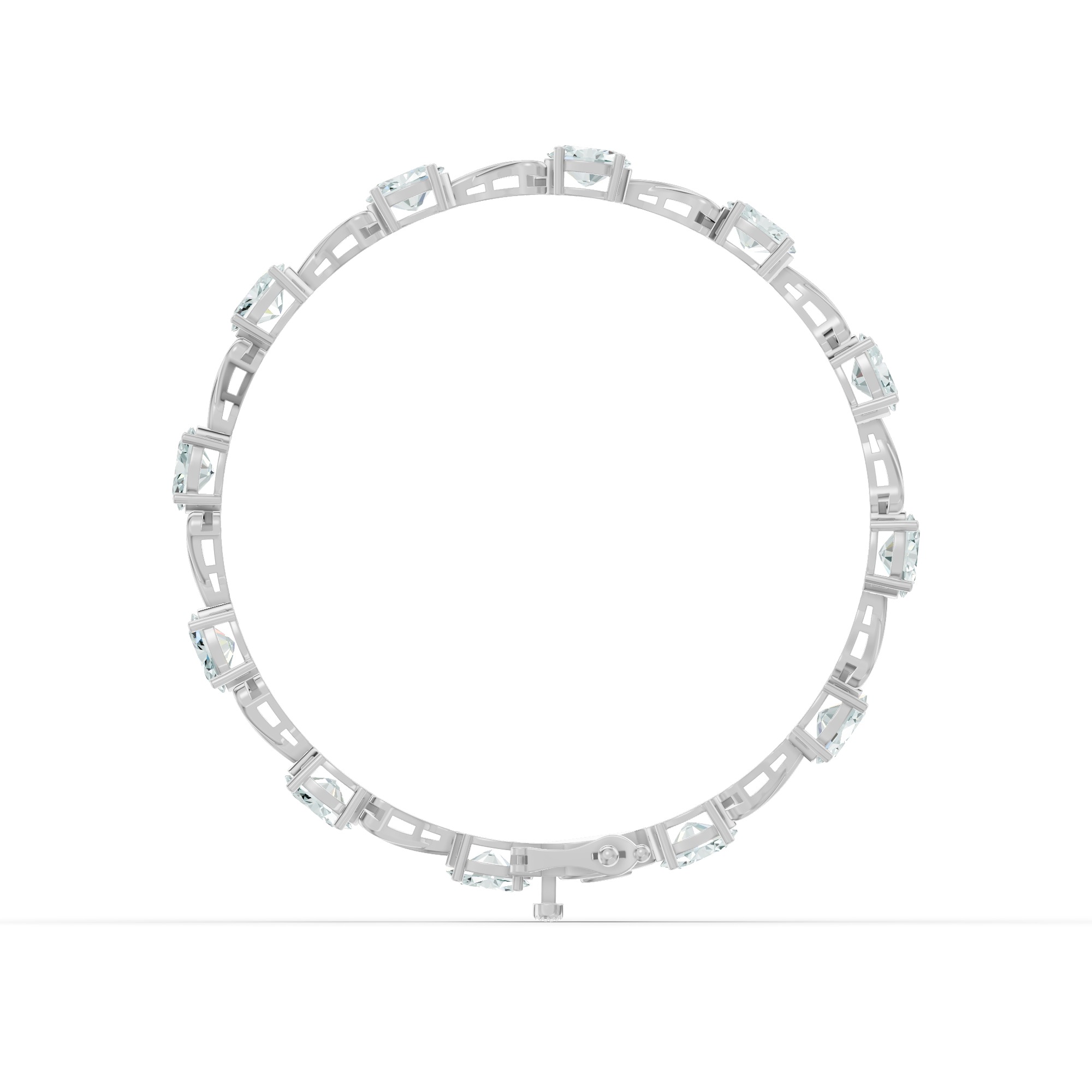 Oval Sky Blue Topaz Heart Link Bracelet