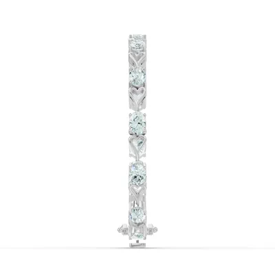 Oval Sky Blue Topaz Heart Link Bracelet