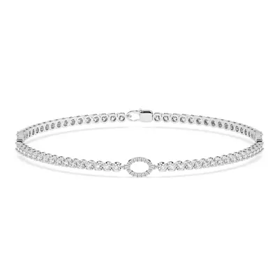 Lab Diamond Tennis Bracelet With Pavé Oval Stations