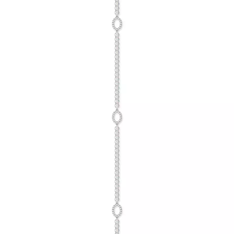14K White Gold Lab Diamond Tennis Bracelet With Pavé Oval Stations